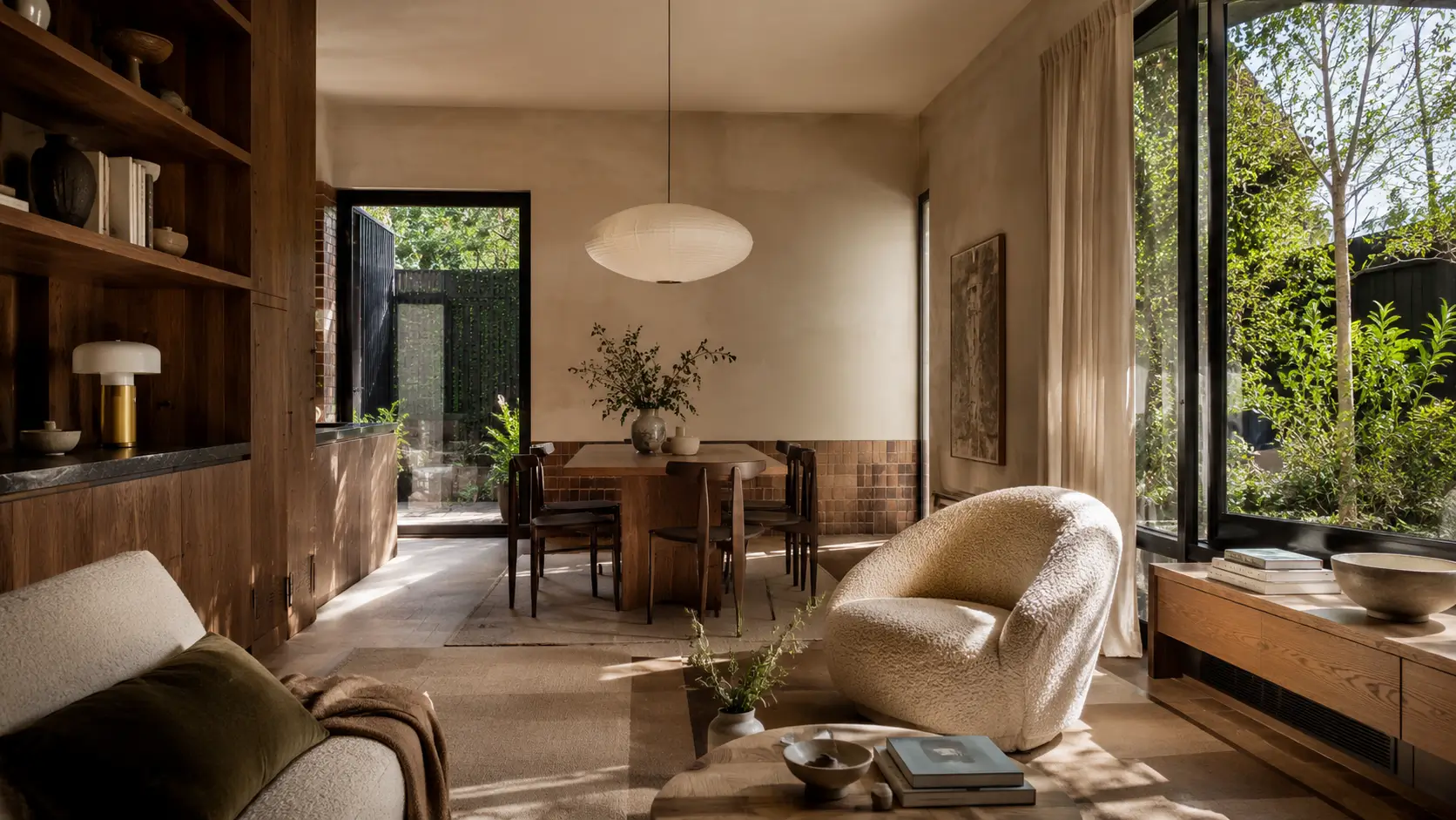 Australian residential interior designed by Flack Studio with warm textural aesthetic
