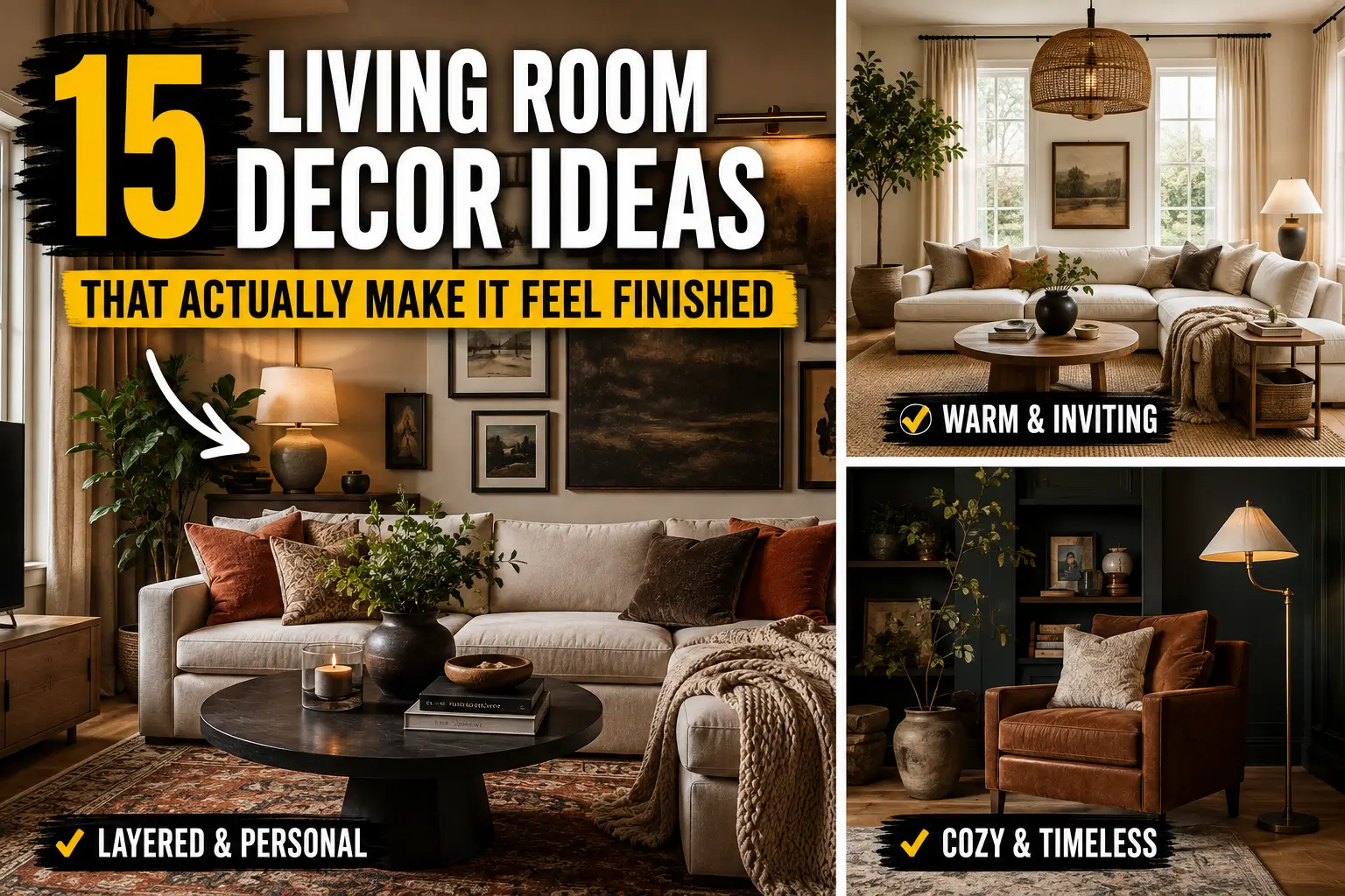 A thoughtfully arranged living room showcasing proper scale, balanced furniture placement, and warm natural lighting