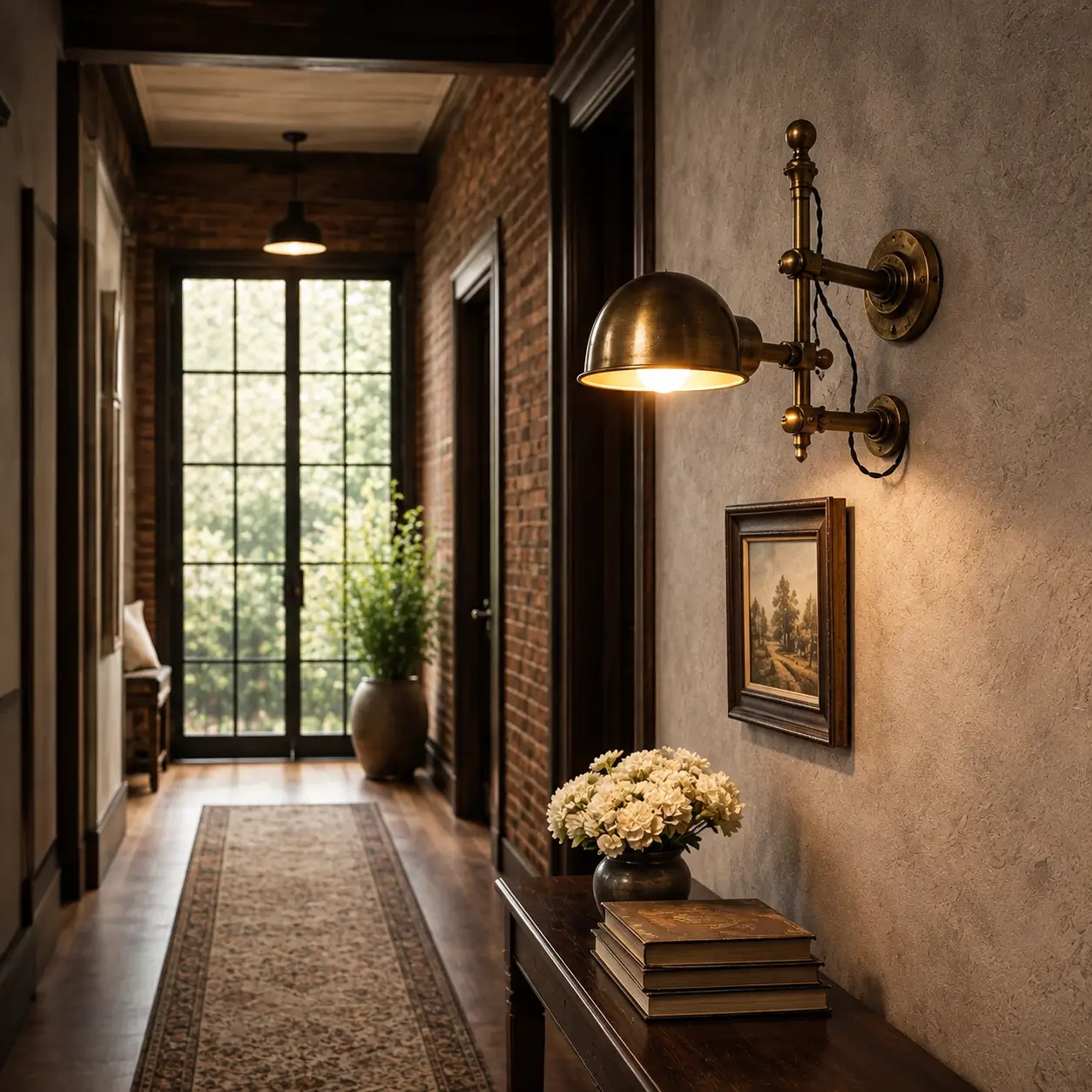 Layered hallway lighting demonstrating 2700K warm color temperature and balanced wall wash illumination