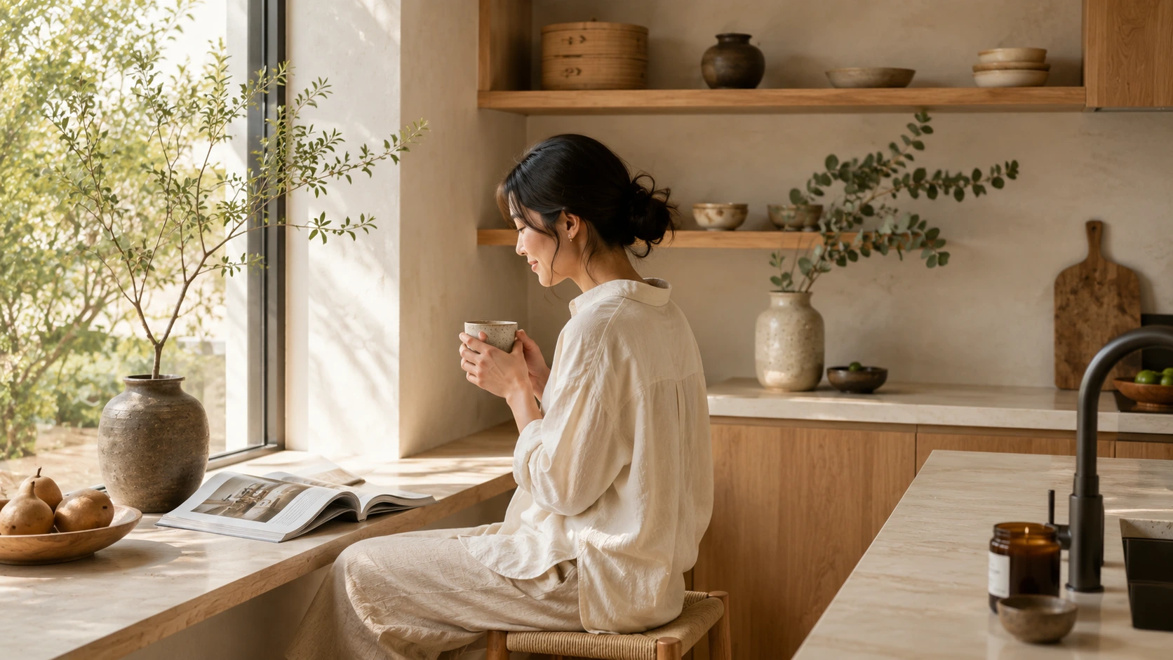 Warm Cozy Japandi Kitchen Lifestyle