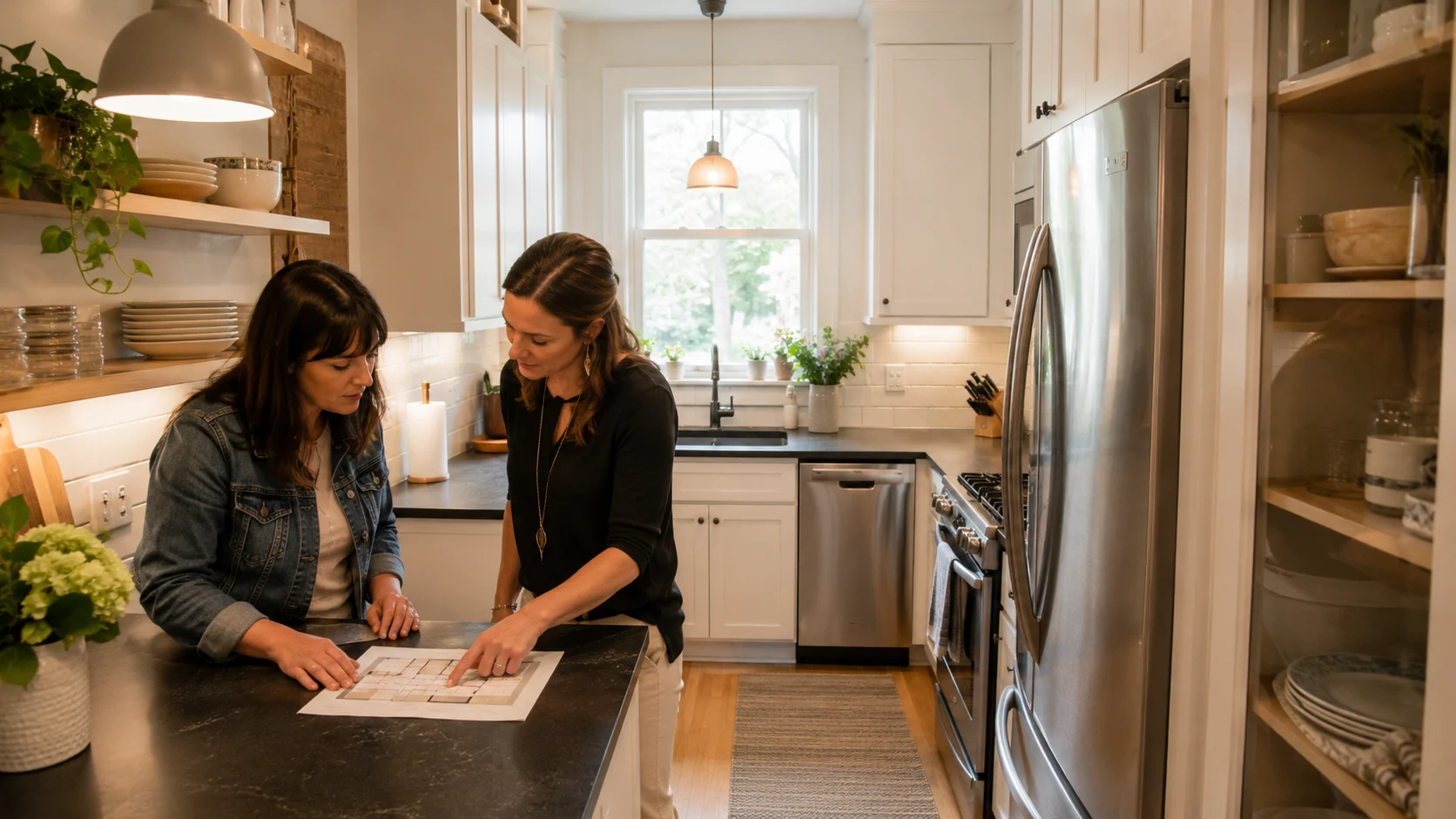 An architecturally resolved modern kitchen with high-performance layout, seamless cabinetry, and optimized workflow clearances
