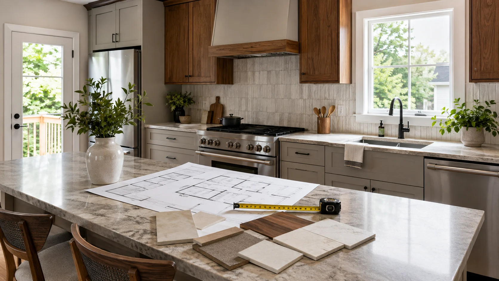 Proper kitchen walkway clearance allowing full extension of open dishwasher and base cabinet pullout drawers