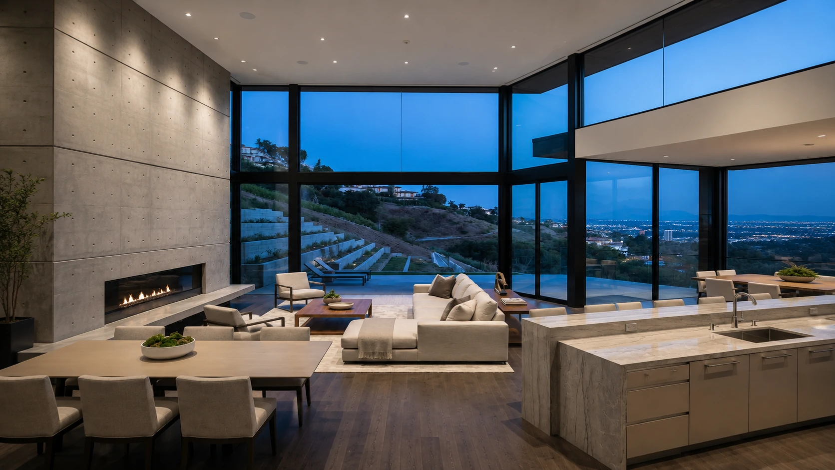 Structural steel moment framing and expansive glazed curtain wall installation on an architectural modern residential build
