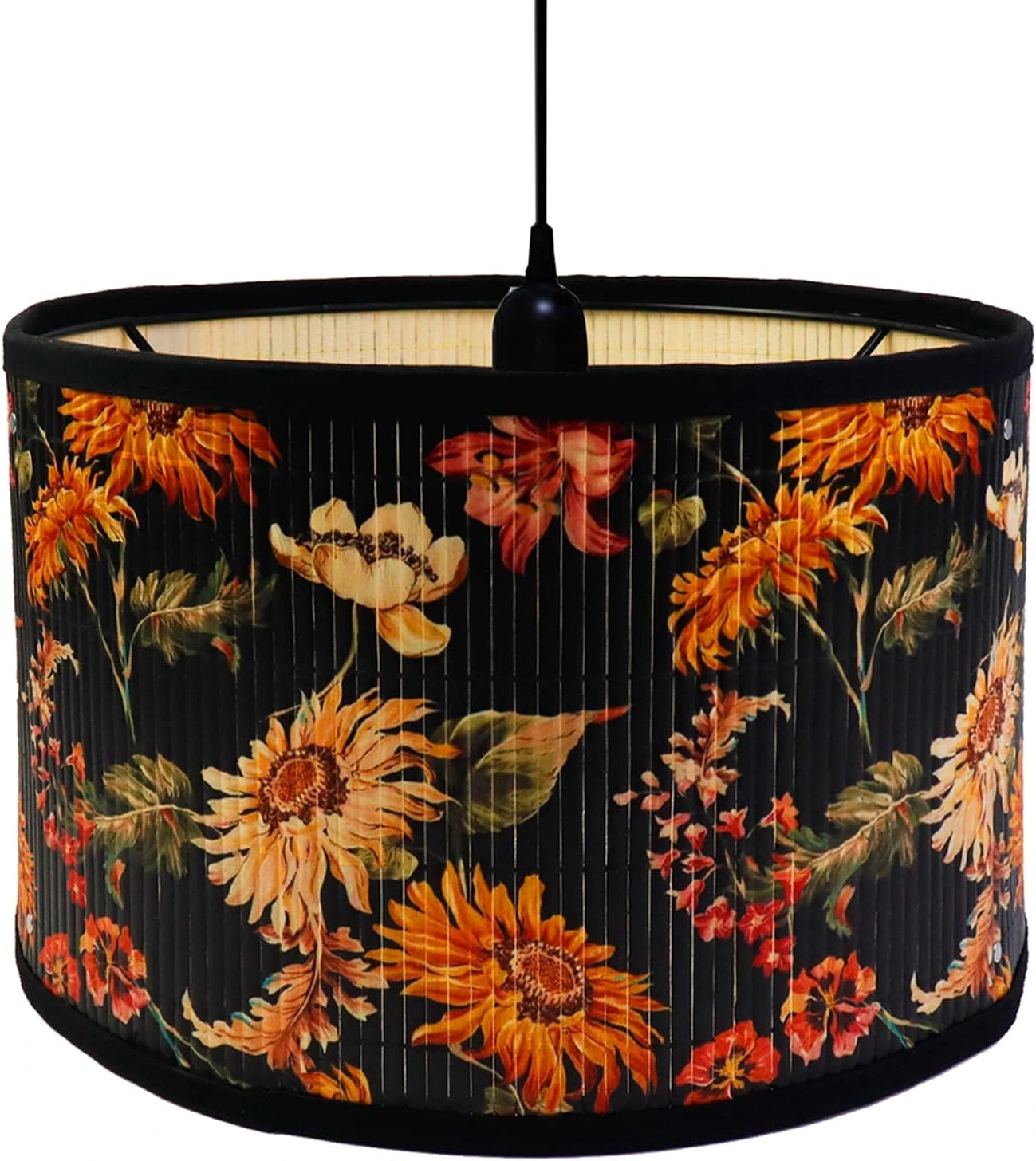 Vintage Floral Black Bamboo Lamp Shade
