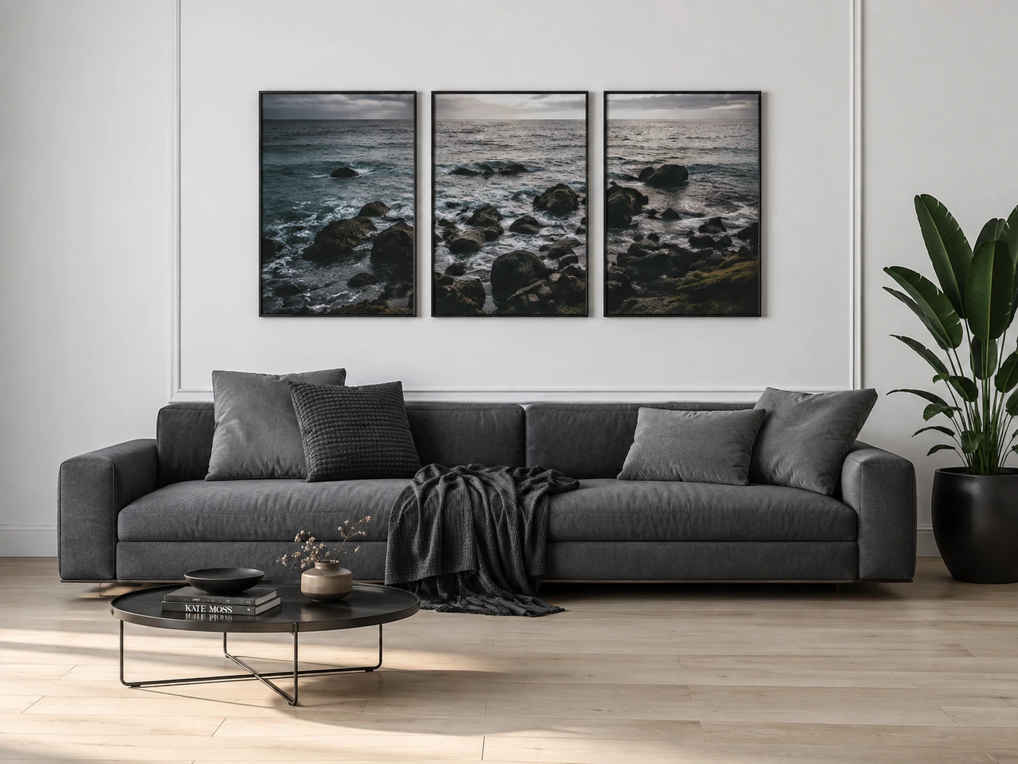 A rich 2026 living room setting featuring chocolate brown upholstery, textured bouclé seating, and natural walnut tables
